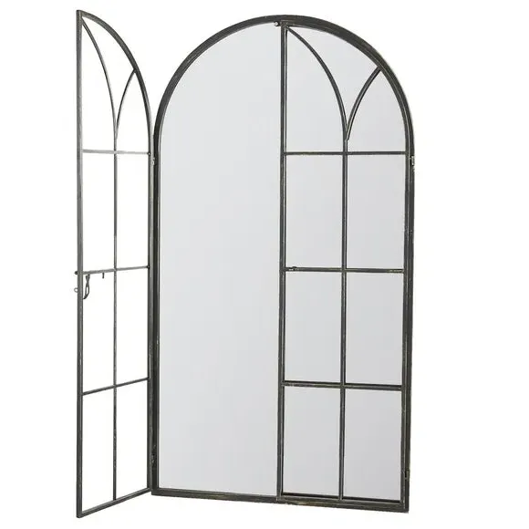 Arched Wall Mirror - Black, Metal Frame