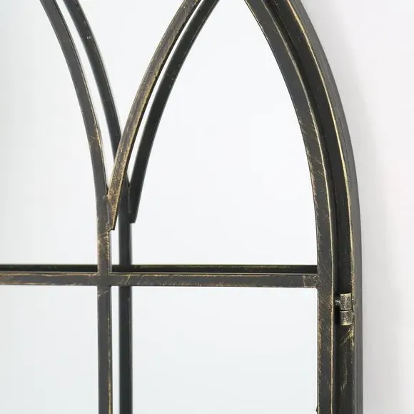 Arched Wall Mirror - Black, Metal Frame