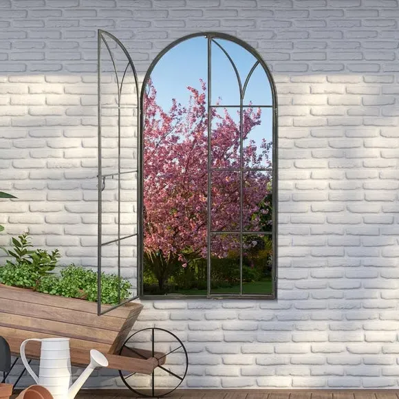 Arched Wall Mirror - Black, Metal Frame image