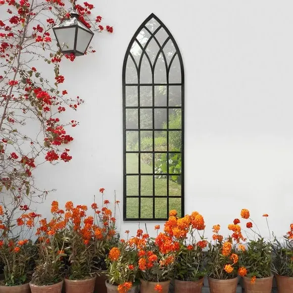 Arched Wall Mirror - Black, Metal Frame image