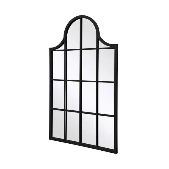 Arched Wall Mirror Crown Design - Black, Metal