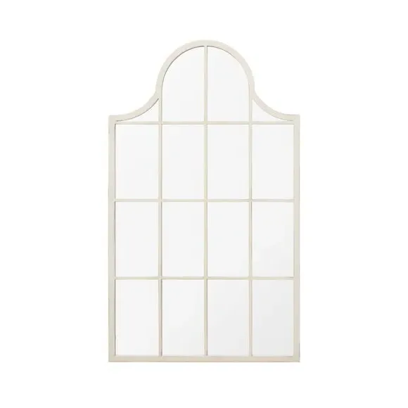 Arched Wall Mirror Crown Design - White, Metal
