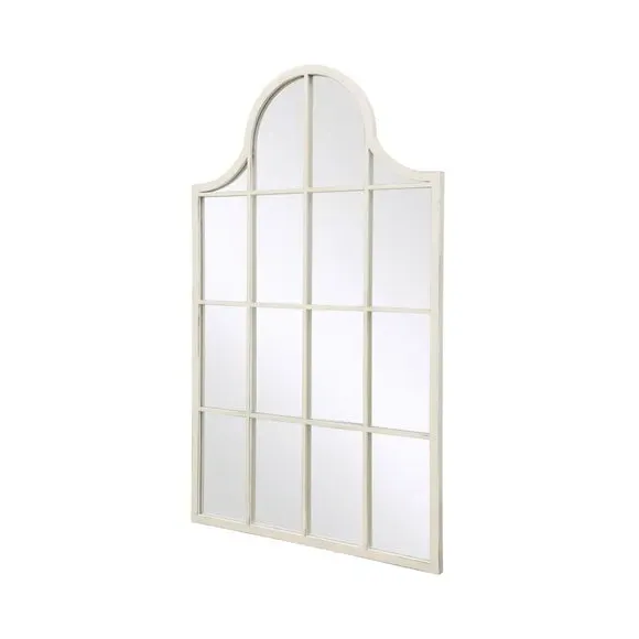 Arched Wall Mirror Crown Design - White, Metal