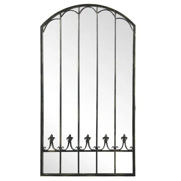Arched Wall Mirror Indoor Outdoor - Black