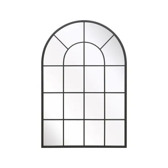 Arched Wall Mirror Indoor Outdoor - Black, Metal