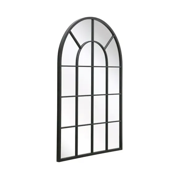 Arched Wall Mirror Indoor Outdoor - Black, Metal