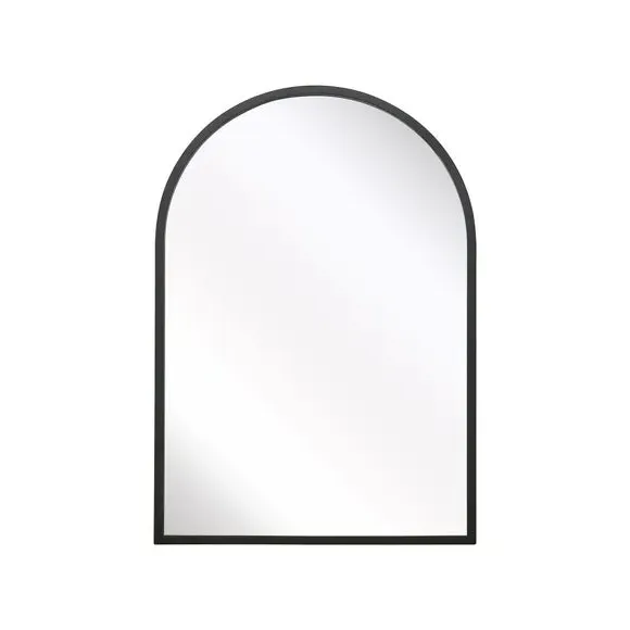 Arched Wall Mirror Indoor Outdoor - Black, Metal