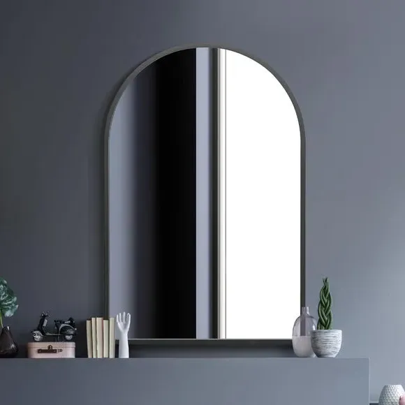 Arched Wall Mirror Indoor Outdoor - Black, Metal
