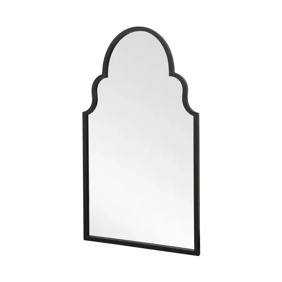 Arched Wall Mirror Indoor Outdoor - Black, Metal