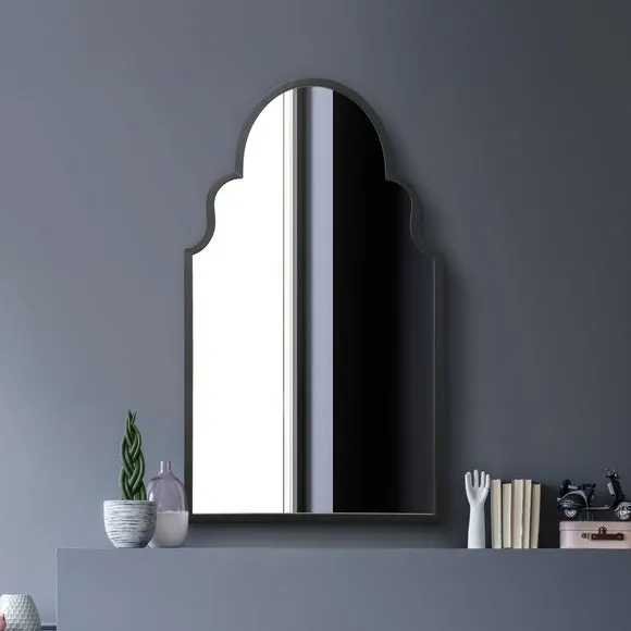 Arched Wall Mirror Indoor Outdoor - Black, Metal image