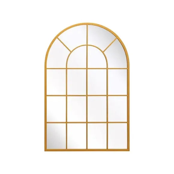Arched Wall Mirror Indoor Outdoor - Gold, Metal