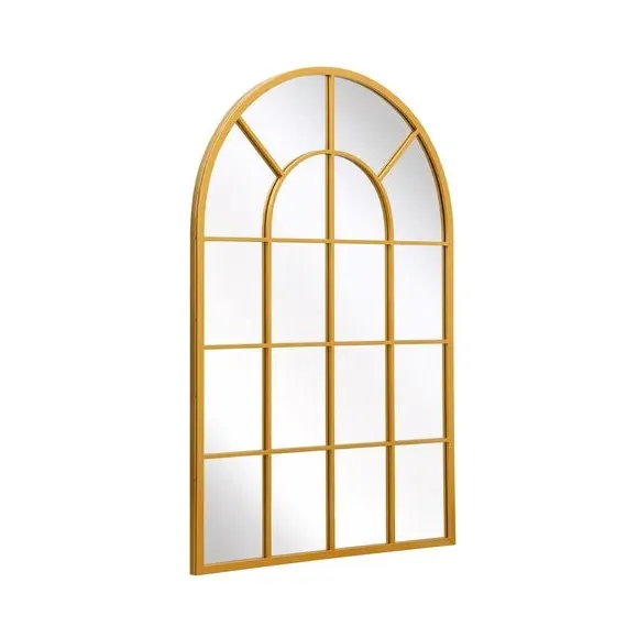 Arched Wall Mirror Indoor Outdoor - Gold, Metal