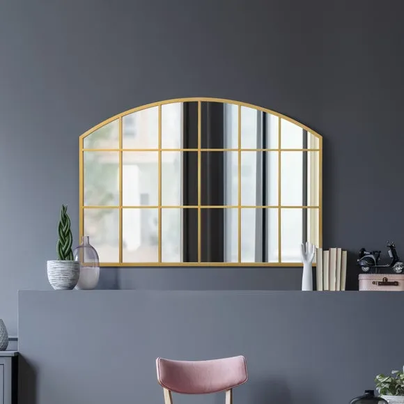 Arched Wall Mirror Indoor Outdoor - Gold, Metal