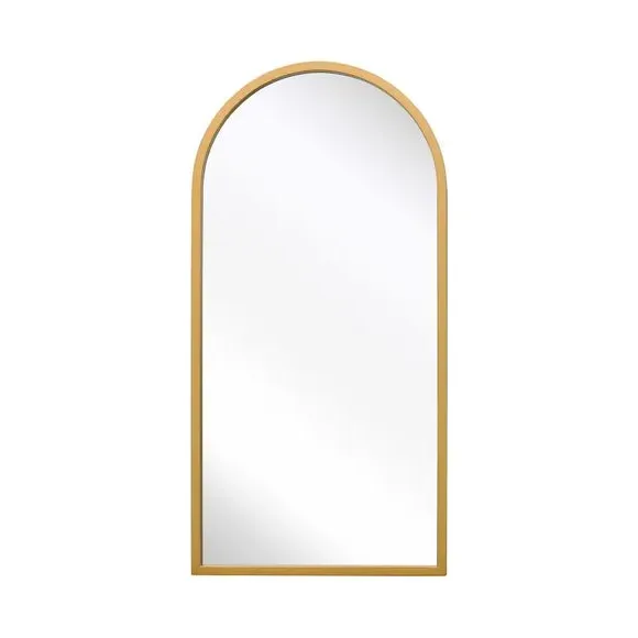 Arched Wall Mirror Indoor Outdoor - Gold, Metal