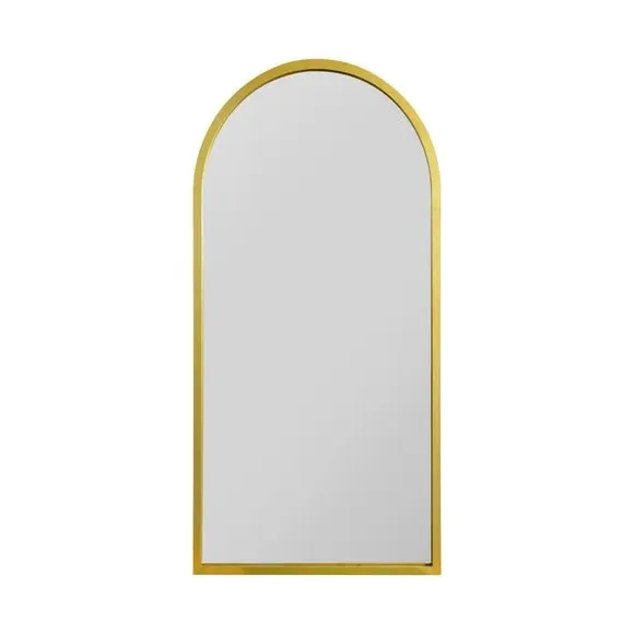 Arched Wall Mirror Indoor Outdoor - Gold, Metal