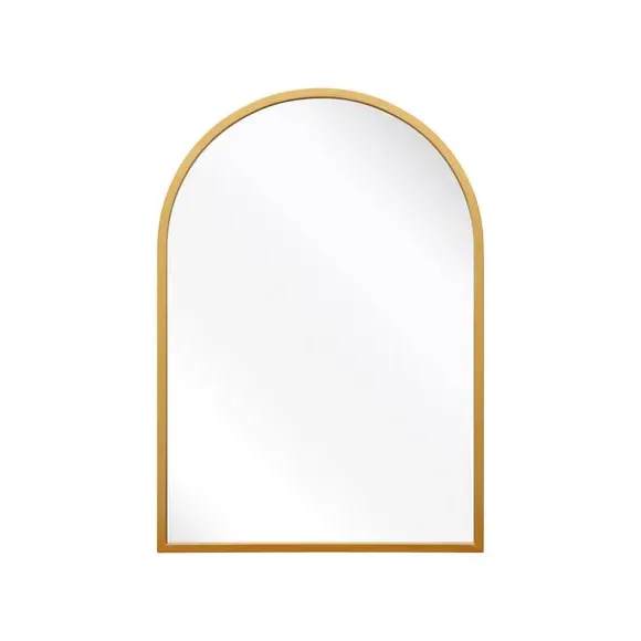 Arched Wall Mirror Indoor Outdoor - Gold, Metal