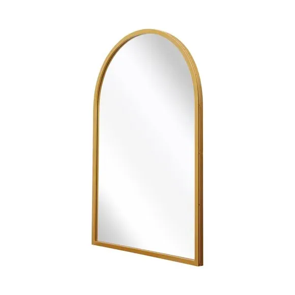 Arched Wall Mirror Indoor Outdoor - Gold, Metal
