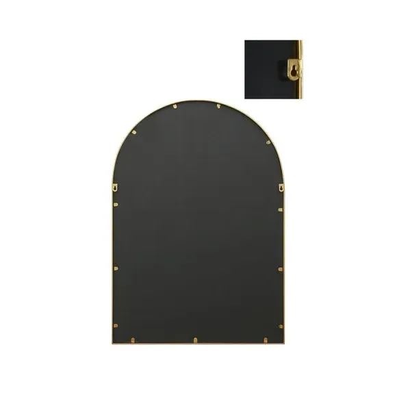 Arched Wall Mirror Indoor Outdoor - Gold, Metal
