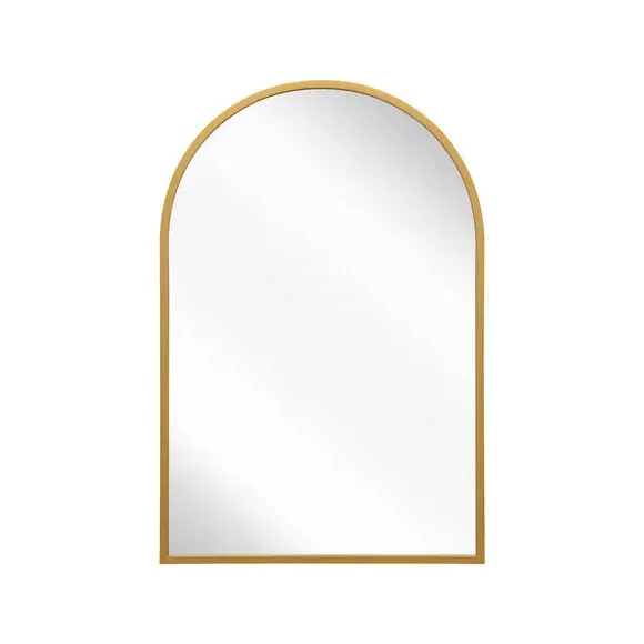 Arched Wall Mirror Indoor Outdoor - Gold, Metal