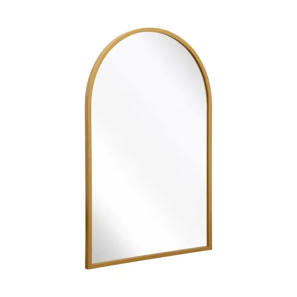 Arched Wall Mirror Indoor Outdoor - Gold, Metal