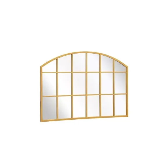 Arched Wall Mirror Indoor Outdoor - Gold, Metal