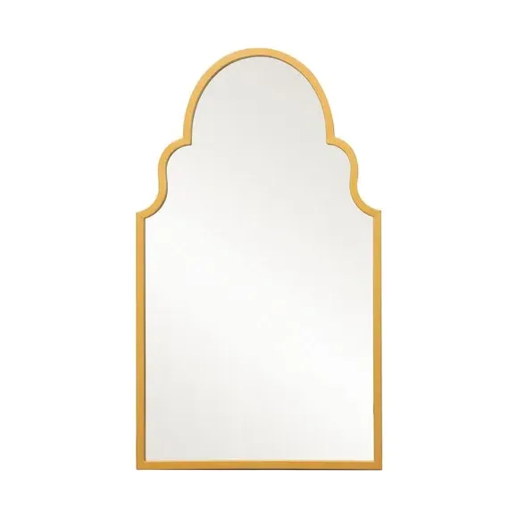 Arched Wall Mirror Indoor Outdoor - Gold, Metal