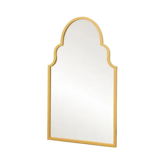 Arched Wall Mirror Indoor Outdoor - Gold, Metal