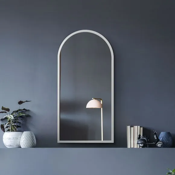 Arched Wall Mirror Indoor Outdoor - White, Metal