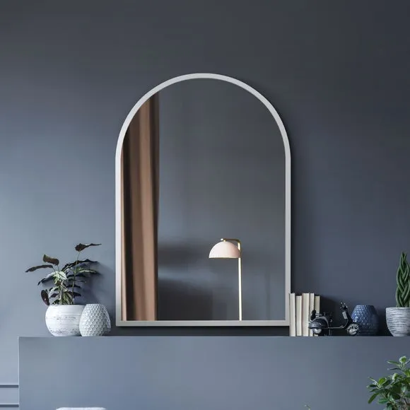 Arched Wall Mirror Indoor Outdoor - White, Metal