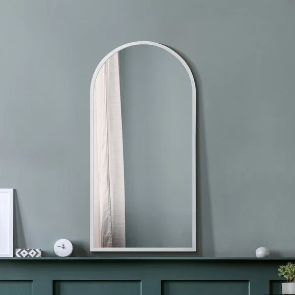 Arched Wall Mirror Indoor Outdoor - White, Metal