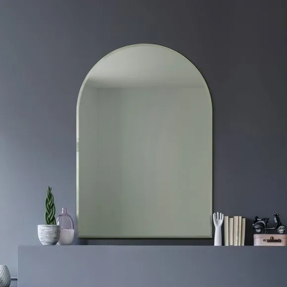 Arched Wall Mirror with Bevelled Edge - Black image