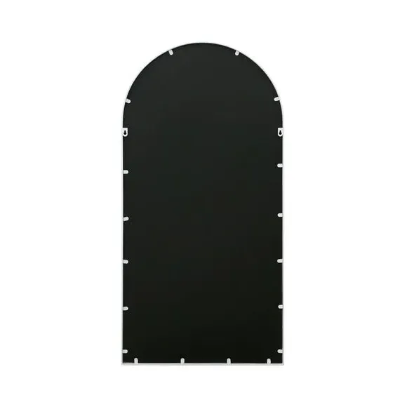 Arched Wall Mirror with Floral Decals - White