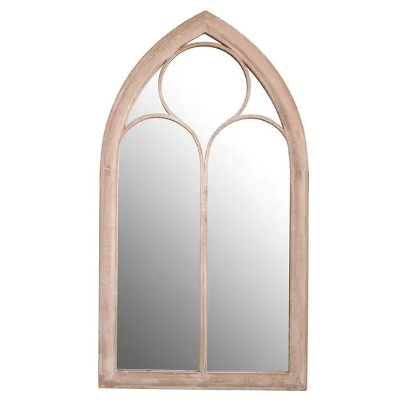 Arched Window Wall Mirror - Natural, Iron