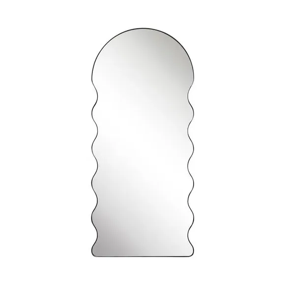 Dome Arch Wall Mirror with Wavy Frame - Black