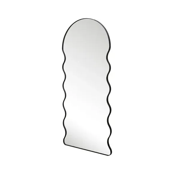 Dome Arch Wall Mirror with Wavy Frame - Black