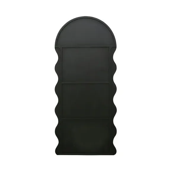 Dome Arch Wall Mirror with Wavy Frame - Black