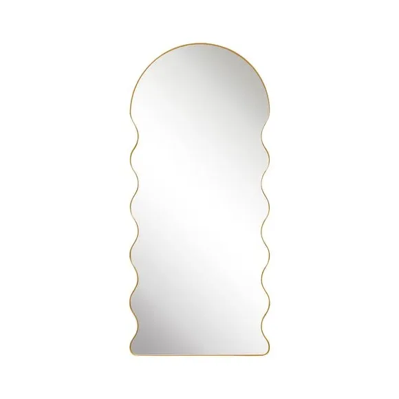 Dome Arch Wall Mirror with Wavy Frame - Gold