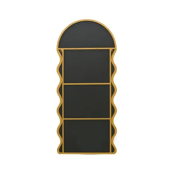 Dome Arch Wall Mirror with Wavy Frame - Gold