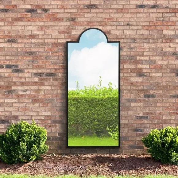 Full Length Arched Wall Mirror - Black, Metal