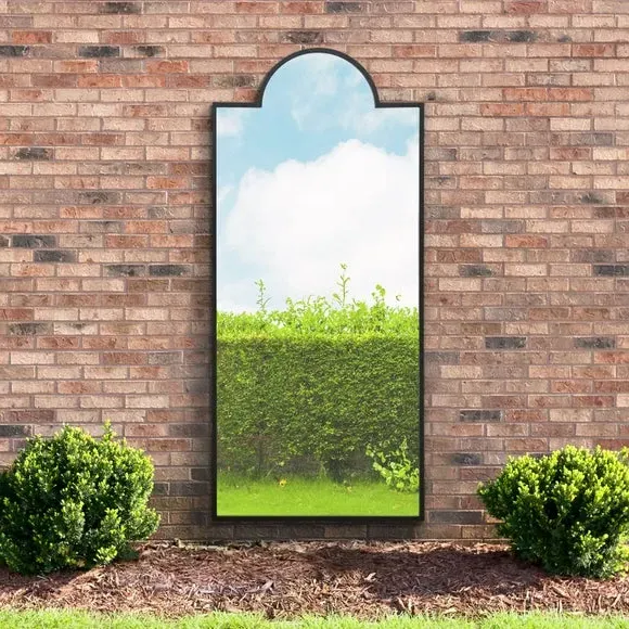 Full Length Arched Wall Mirror - Black, Metal
