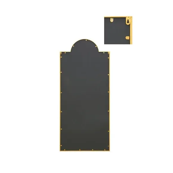 Full Length Arched Wall Mirror - Gold, Metal