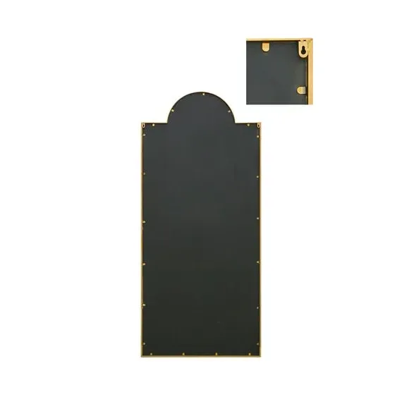 Full Length Arched Wall Mirror - Gold, Metal