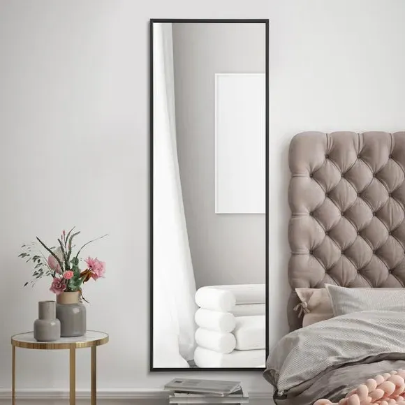 Full Length Wall Mirror - Black, Aluminium image