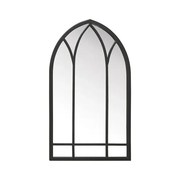 Gothic Arched Wall Mirror - Black, Metal