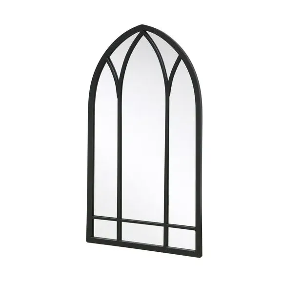 Gothic Arched Wall Mirror - Black, Metal