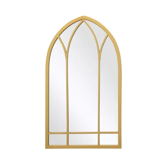 Gothic Arched Wall Mirror - Gold, Metal