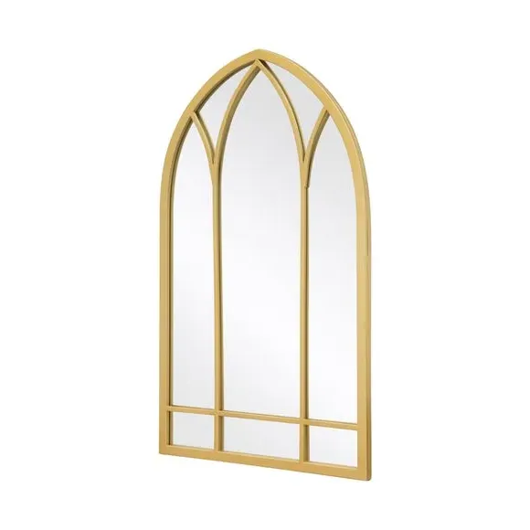 Gothic Arched Wall Mirror - Gold, Metal