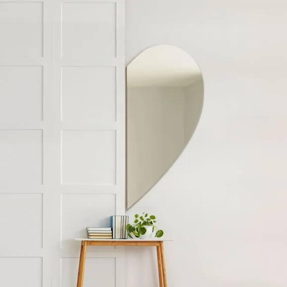 Half Heart Wall Mirror Frameless - Black