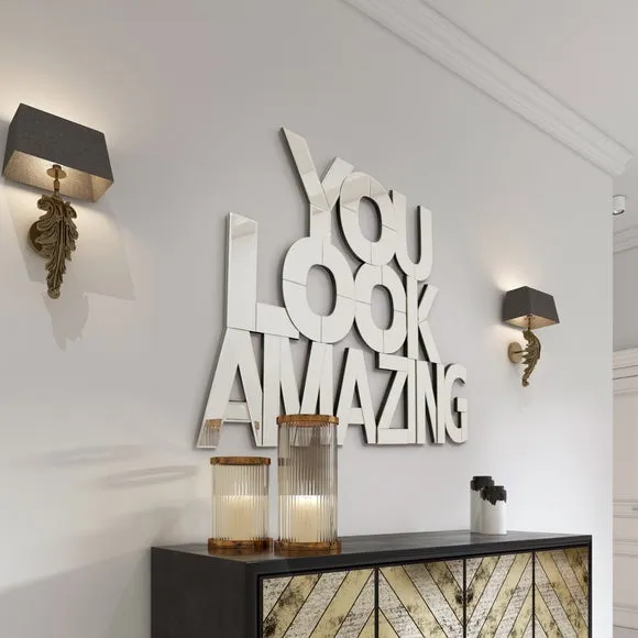 Mirrored Wall Art with Typography - Black image