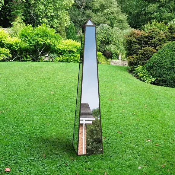Obelisk Mirrored Ornament Indoor Outdoor - Black
